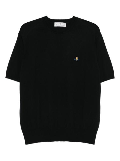 logo-embroidered short-sleeve sweater