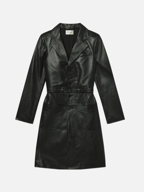 The Long Leather Belted Jacket in Black