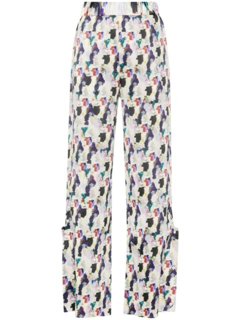 floral-print plissÃ© trousers