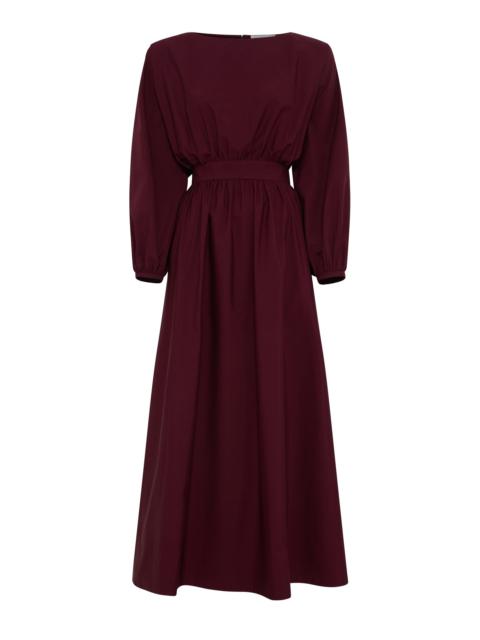 Ahmose Maxi Dress in Bordeaux Sea Island Cotton Poplin