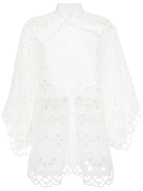 Lace Embroidered Cotton Shirt