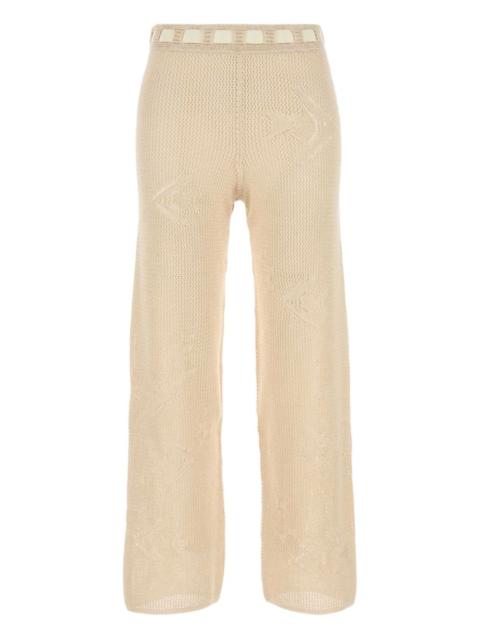 crochet-detail trousers