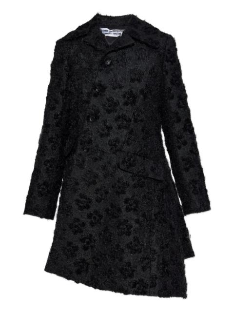 floral-embroidered asymmetric coat