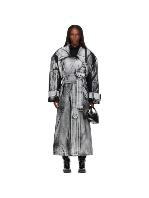 Black & White Painted Workwear Trench Coat
