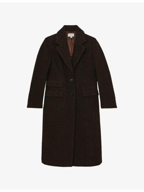Kai Houndstooth Single-Breasted Wool-Blend Coat