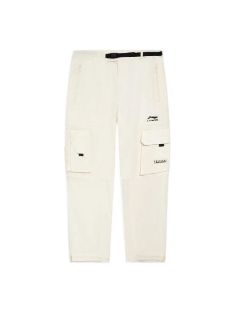 Li-Ning Logo Printed Cargo Pants 'White' AKXS121-3