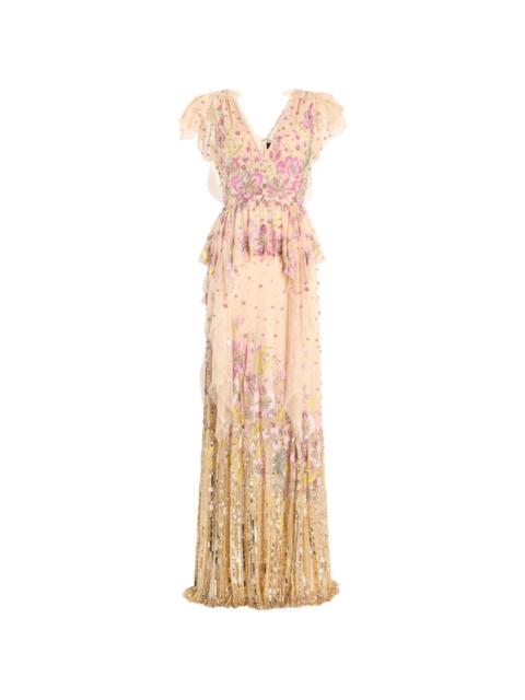 floral sequin-embellished gown