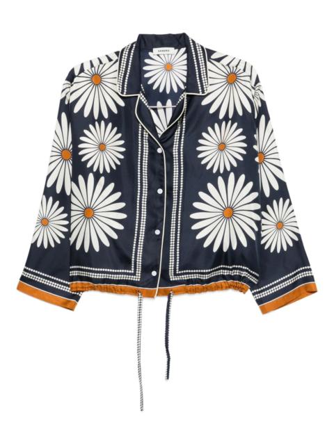 floral-print silk shirt