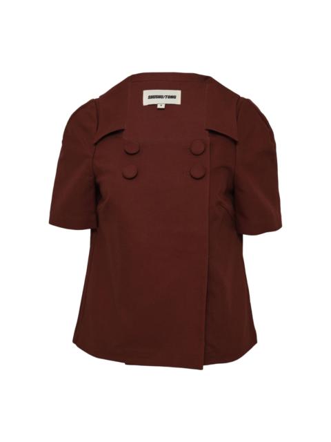 Stiff Cotton Button-Up Top