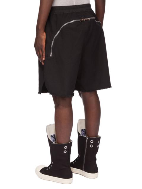 Black Hollywood Long Boxers Butt Zipp Shorts