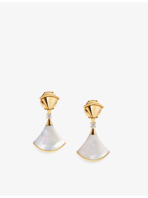 Divas' Dream 18ct yellow-gold, 0.07ct diamond and mother-of-pearl earrings