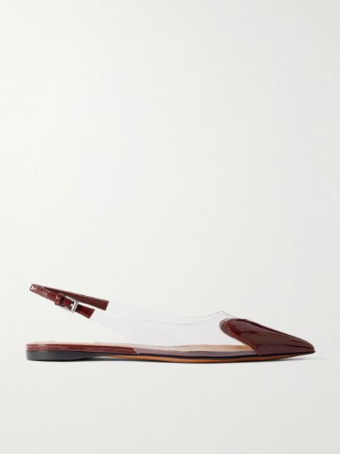 Le Cœur PU and patent-leather slingback point-toe flats Burgundy