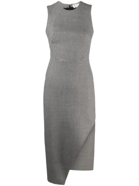 houndstooth asymmetric midi dress