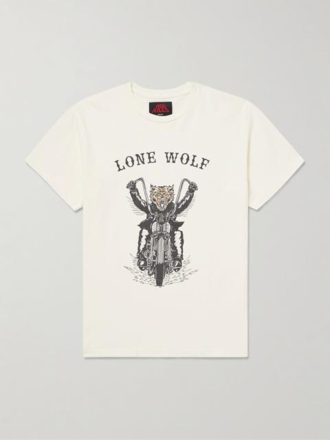 Lone Wolf Printed Cotton-Jersey T-Shirt Cream