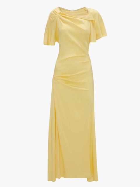 Draped Cap Sleeve Dress In Daffodil Yellow