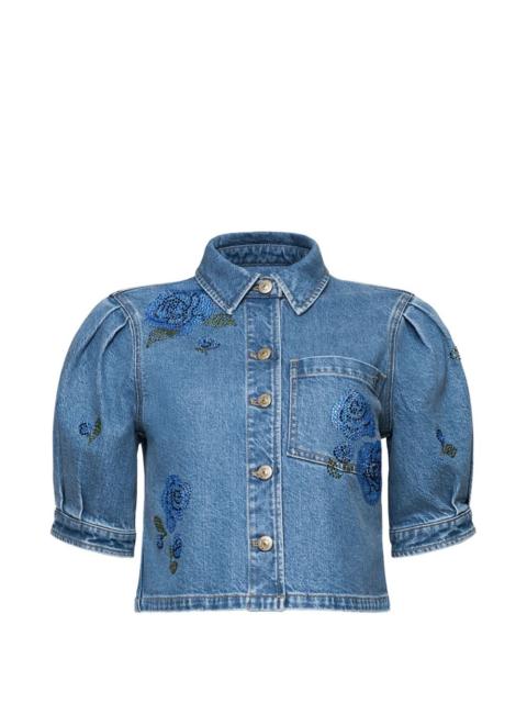 Halsie puff-sleeved denim shirt
