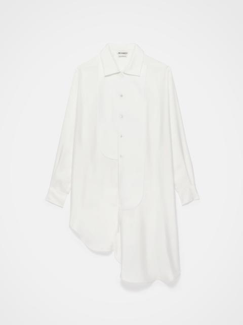 WOMENS TUXEDO DRAPE SILK DRESS IN OFF-WHITE