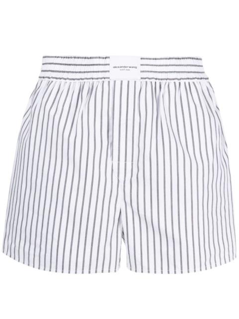 logo-patch striped poplin shorts