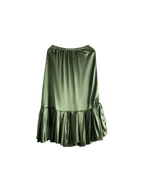 Dries Van Noten Women's Silk Skirt Khaki