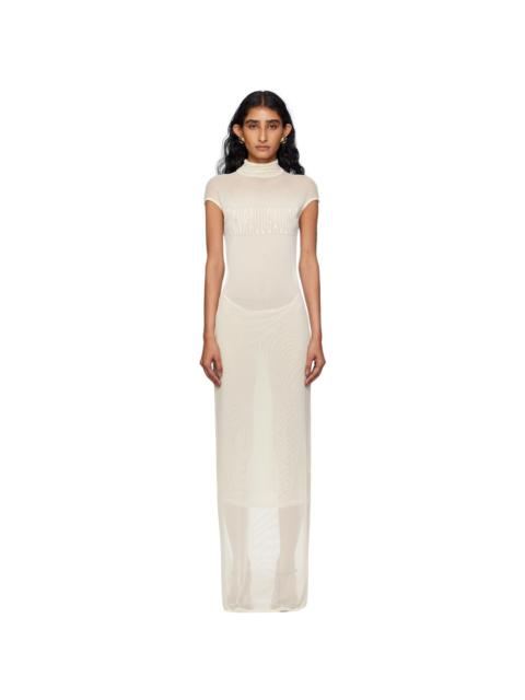 Off-White Sleeveless Flock Maxi Dress