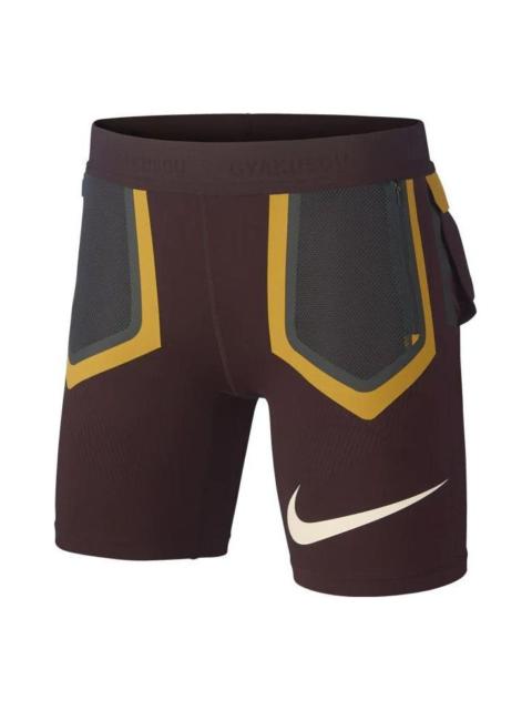 (WMNS) Nike Colorblock Pocket Sports Gym Shorts Brown 'Deep Burgundy Dk Smoke Grey Gold Dart' BQ3245