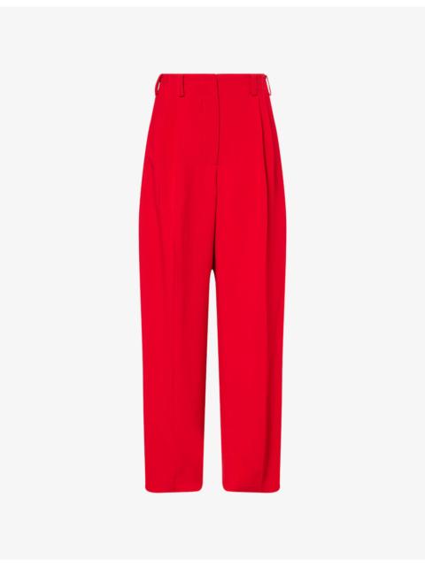 Double-Pleated Crepe-Woven Trousers