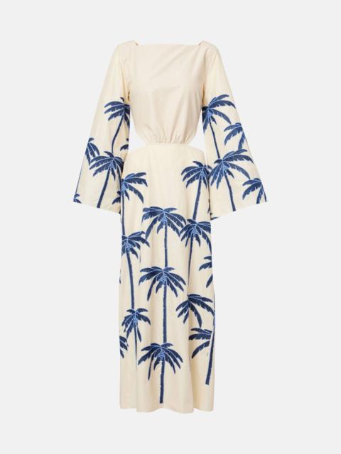 Journey embroidered cutout midi dress