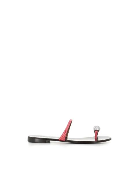 crystal embellished leather sandals