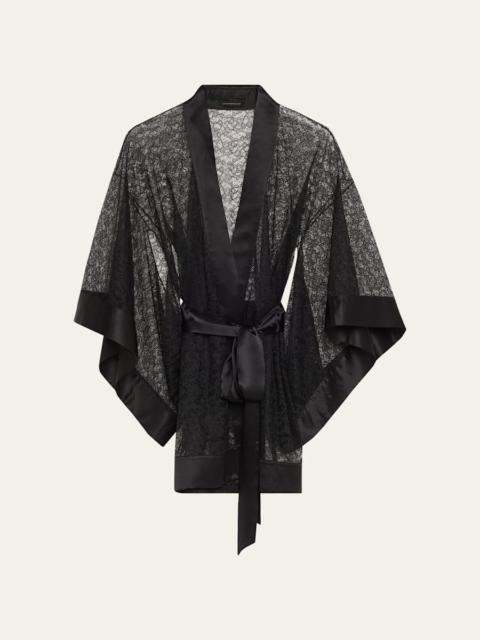 Petite Fleur Sheer Lace Kimono Robe