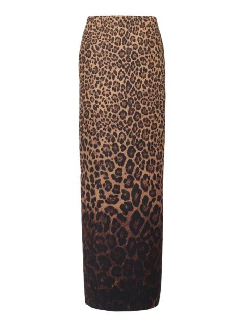 Animal-Print Wool-Silk Maxi Skirt animal