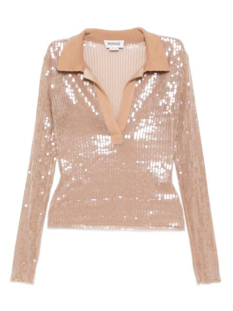 sequin-embellished mesh top
