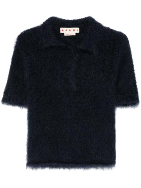 brushed-effect polo top