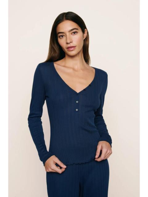 Pointelle V Neck Henley