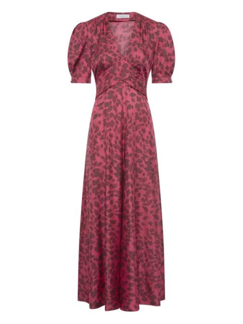Larkin puffed-sleeves floral midi dress