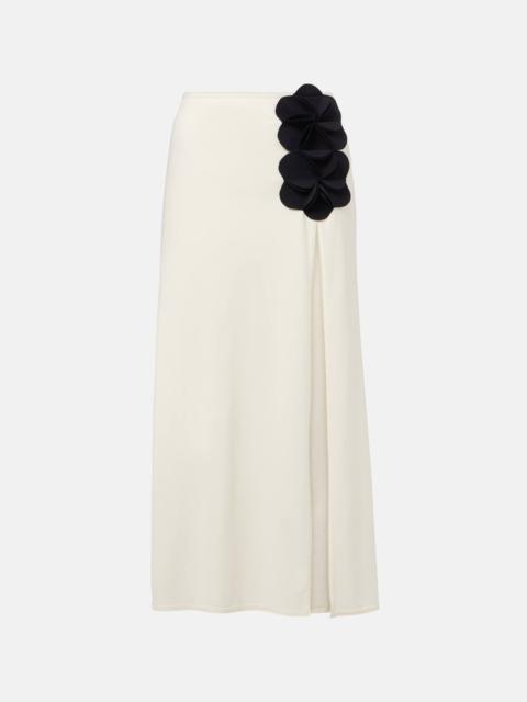 Tess floral-appliqué midi skirt