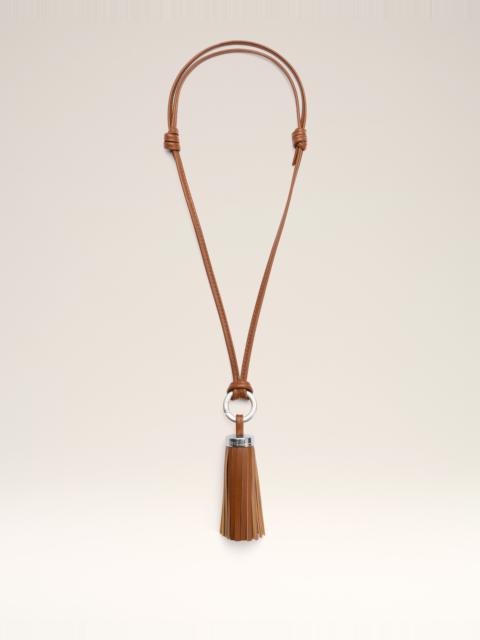 BROWN LEATHER AMI POMPOM KEYRING