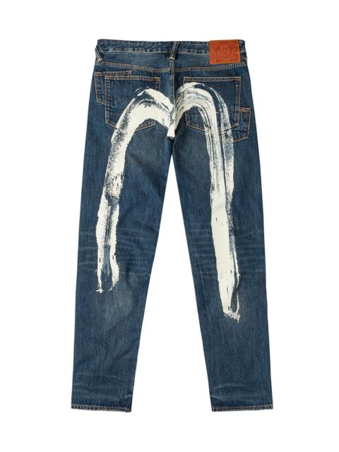7-Pocket Design Washed Daicock Print Carrot Fit Jeans #2017
