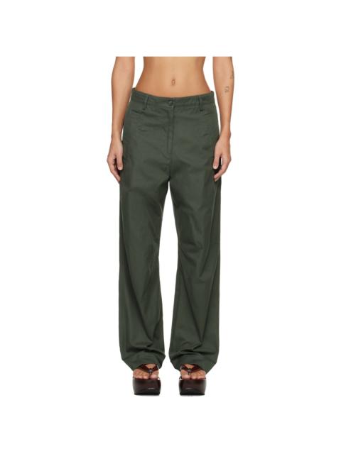 Green Loose Fit Workwear Trousers