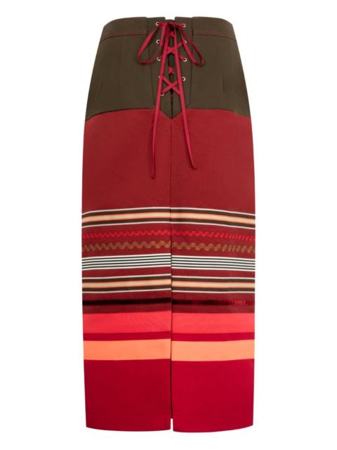 embroidered colourblock pencil skirt