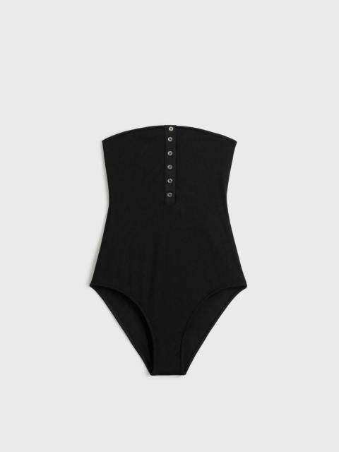 Ribbed strapless swimsuit black