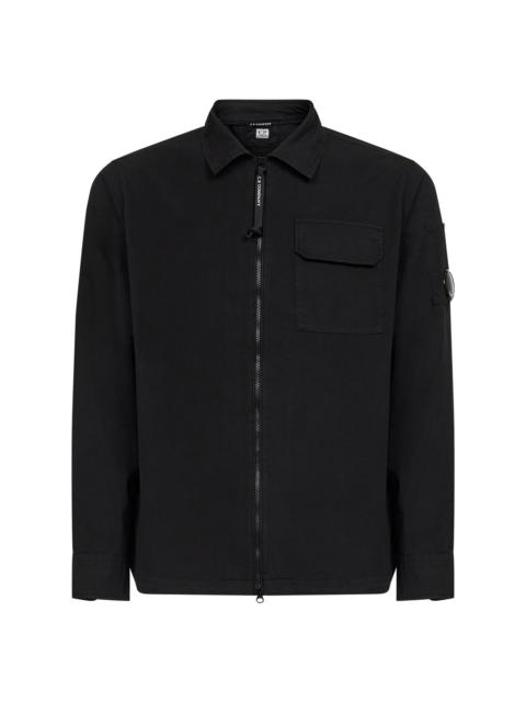 Black organic cotton gabardine Lens overshirt