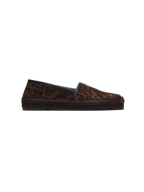Brown Ocelot Print Suede Smooth Calf Espadrilles