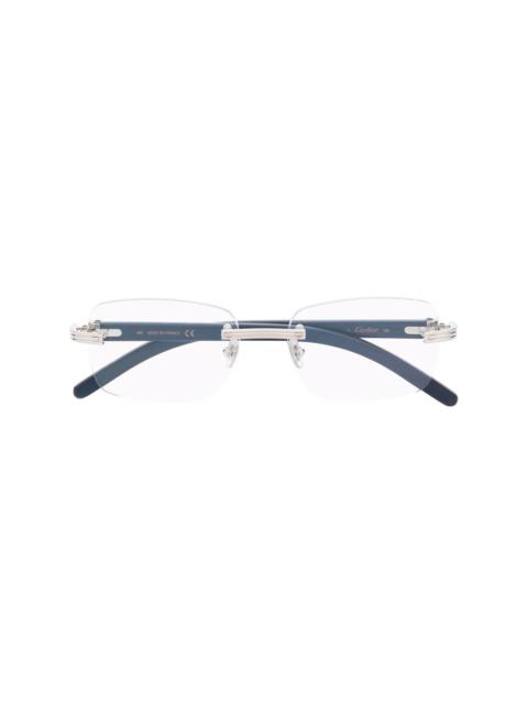 rimless square-frame glasses