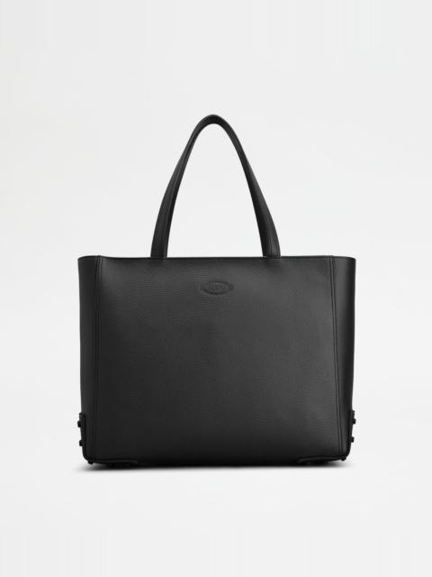 SHOPPING BAG IN LEATHER MEDIUM - BLACK