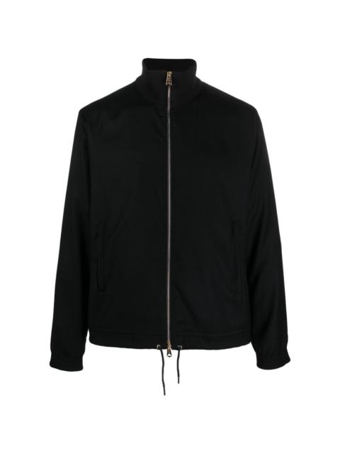 ribbed-collar jersey-texture bomber jacket