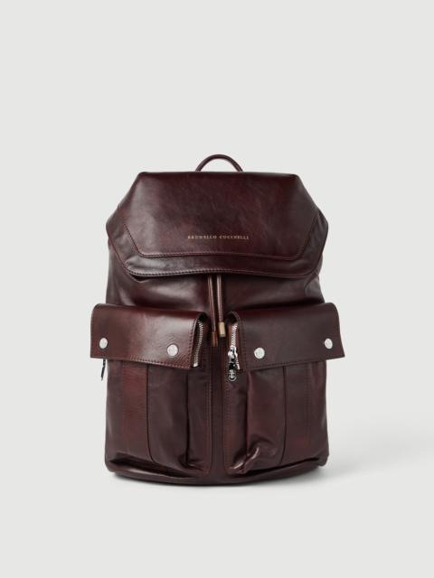 Calfskin leisure backpack