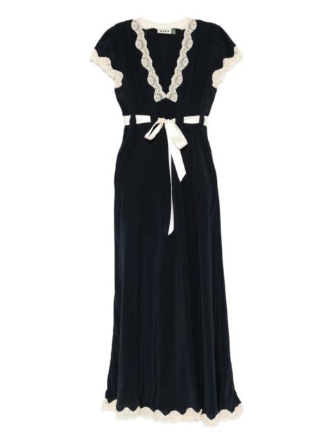 Marlice lace-detail tie-detail midi dress