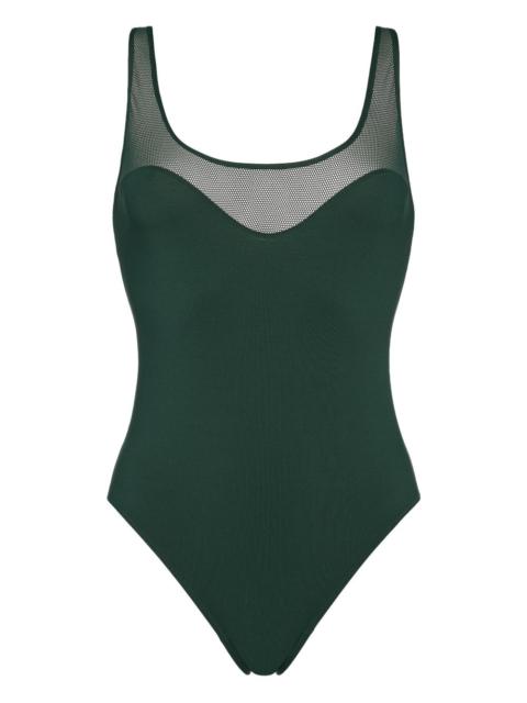 scoop-back one-piece swimsuit