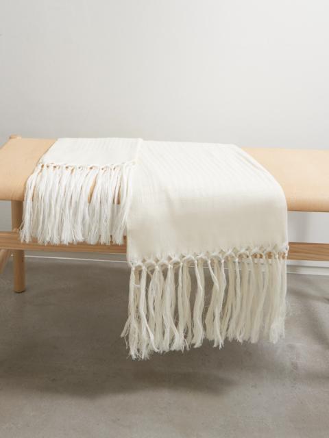 Set Of Two Fringed Linen And Cashmere-blend Jacquard Beach Towels