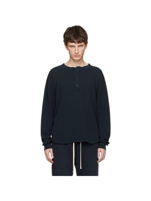 Navy Baseball Hem Henley